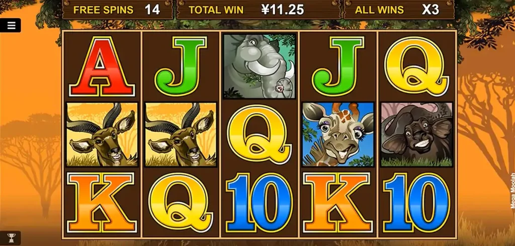 Freespins in Mega Moolah slot machine